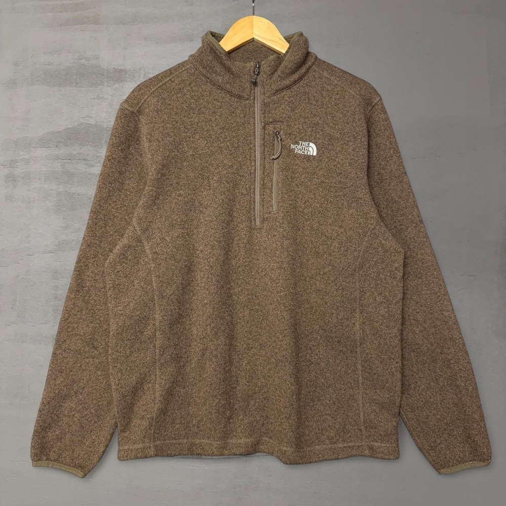 The North Face Gordon Lyons 1/4 Zip Fleece Pullover Brown Heather Large